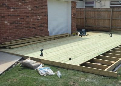 Wood decking fitting in progress