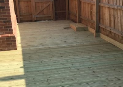 Wood decking landscaping example